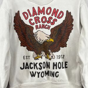 DIAMOND CROSS RANCH Sweatshirt Adult M Jackson Hole Cowboy Eagle USA White
